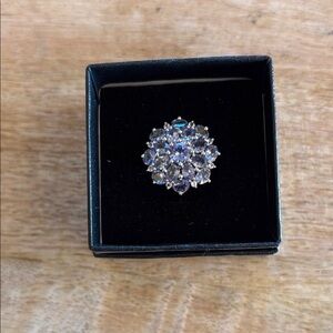 Elegant 925 Sterling Silver and Tanzanite Floral Ring Size 6 New